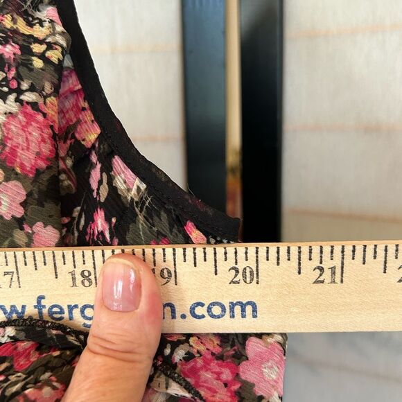 CANDIE’s Vintage Black Floral Spaghetti Strap Tiered Ruffle Y2K FairycoreTank XL - Picture 8 of 9